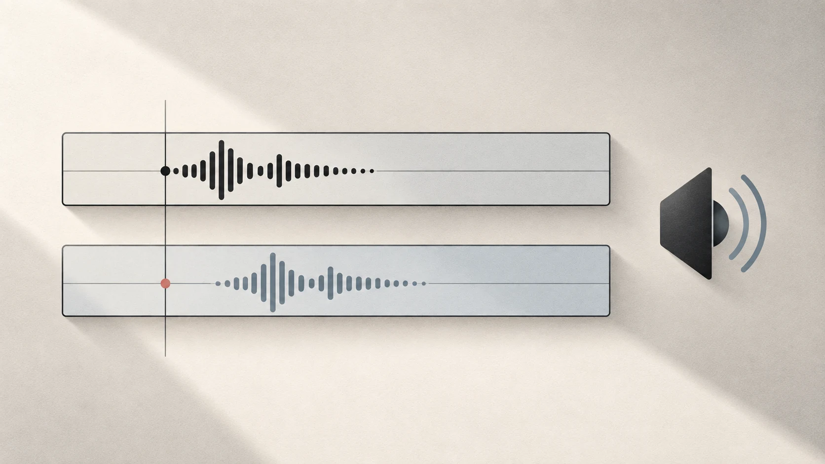 Two matching waveforms offset along parallel timelines