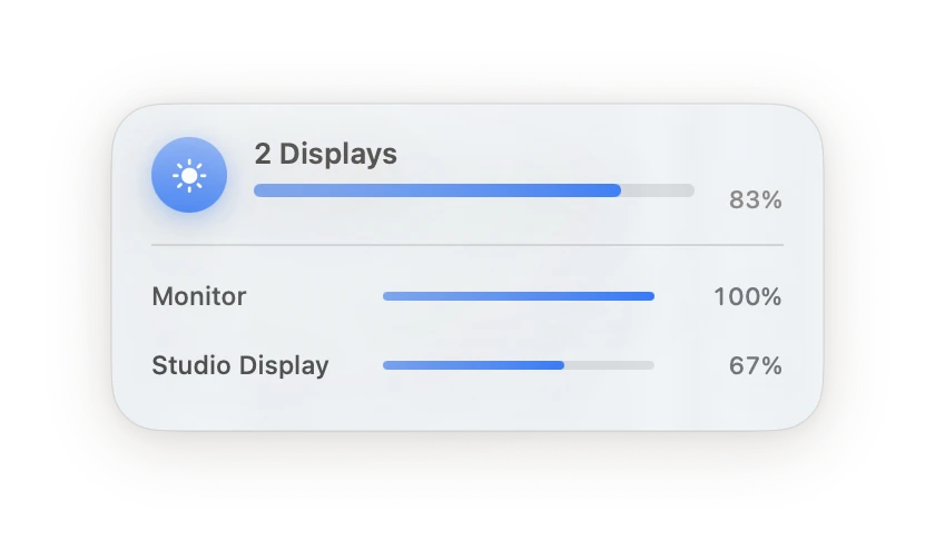 Group brightness HUD showing two displays with individual levels
