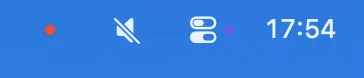 Menu bar icon in its muted (red) state after a click