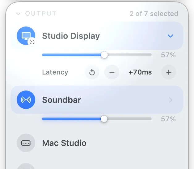 Per-device latency control adding delay to one speaker